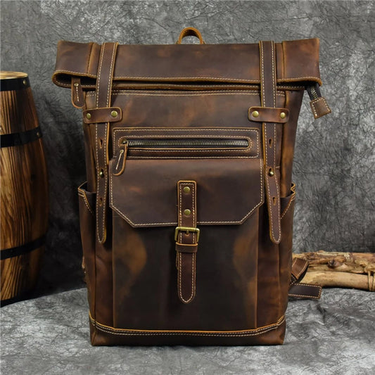 The Edison Rolltop Leather Backpack