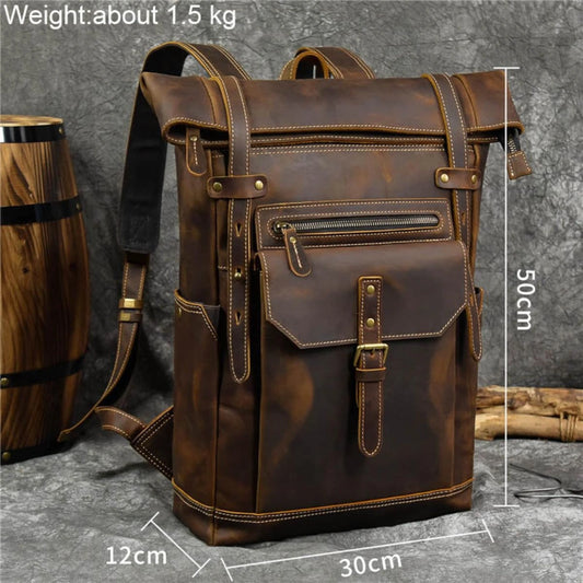 The Edison Rolltop Leather Backpack