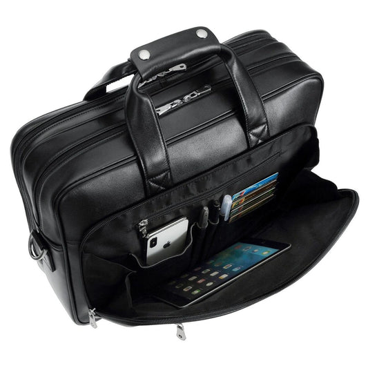 The Kensington Black Leather Briefcase