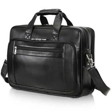 The Kensington Black Leather Briefcase